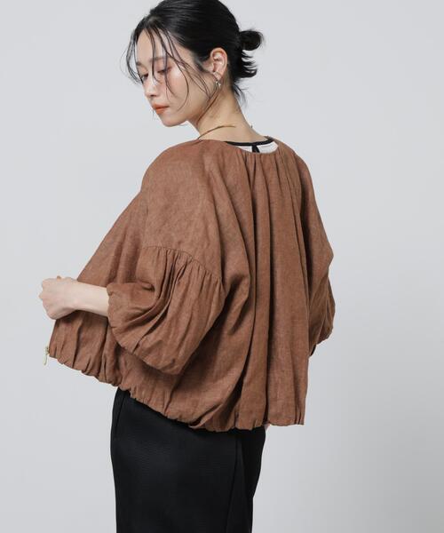 NANO universe(ナノユニバース)の「European Flax ギャザーバルーンブルゾン(セットアップ可)(ブルゾン・レディース・グレー系その他4/チャコール/ブラウン・FREE)」の9枚目の写真