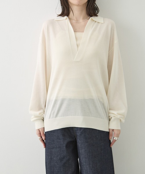 TODAYFUL（トゥデイフル）の「[TODAYFUL/トゥデイフル]Silky Skipper Knit（ニット/セーター・レディース・ホワイト/ブラック・FREE）」の7枚目の写真