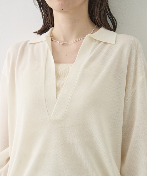 TODAYFUL（トゥデイフル）の「[TODAYFUL/トゥデイフル]Silky Skipper Knit（ニット/セーター・レディース・ホワイト/ブラック・FREE）」の4枚目の写真