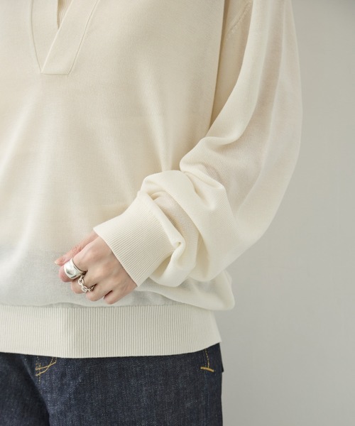 TODAYFUL（トゥデイフル）の「[TODAYFUL/トゥデイフル]Silky Skipper Knit（ニット/セーター・レディース・ホワイト/ブラック・FREE）」の9枚目の写真