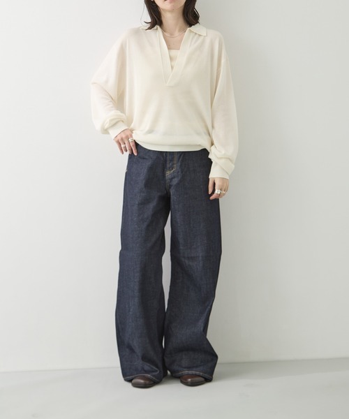 TODAYFUL（トゥデイフル）の「[TODAYFUL/トゥデイフル]Silky Skipper Knit（ニット/セーター・レディース・ホワイト/ブラック・FREE）」の11枚目の写真