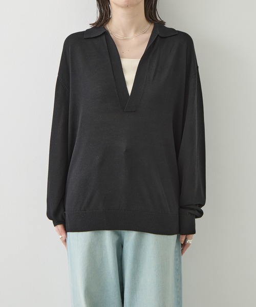 TODAYFUL（トゥデイフル）の「[TODAYFUL/トゥデイフル]Silky Skipper Knit（ニット/セーター・レディース・ホワイト/ブラック・FREE）」の13枚目の写真