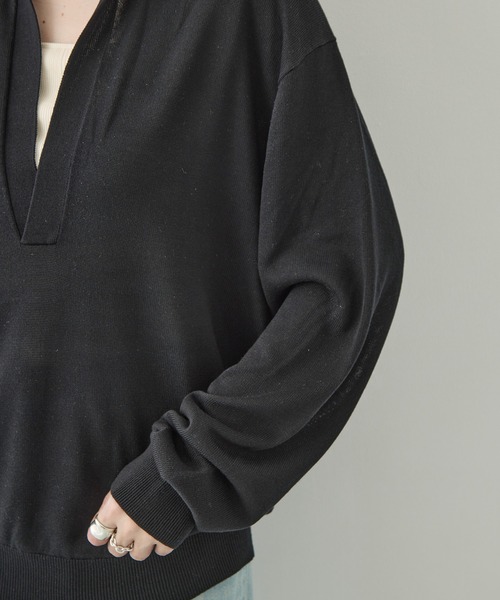TODAYFUL（トゥデイフル）の「[TODAYFUL/トゥデイフル]Silky Skipper Knit（ニット/セーター・レディース・ホワイト/ブラック・FREE）」の18枚目の写真