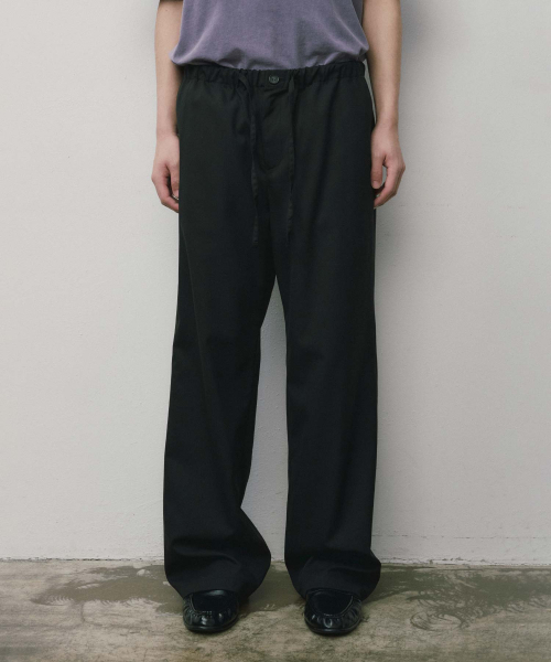 イージーバンディングストライプスラックス_BLACK