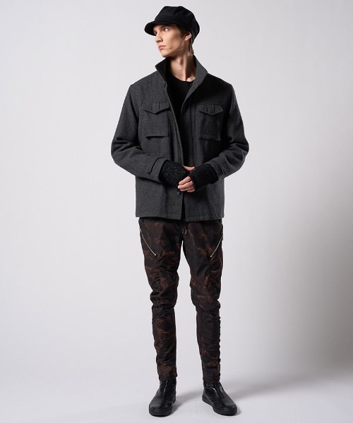 wjk（ダヴルジェイケイ）の「mko13615- fancy yarn knit hand warmer ニットハンドウォーマー(8001 wn10j)（手袋・メンズ・ブラック/ホワイト/チャコール・FREE）」の5枚目の写真