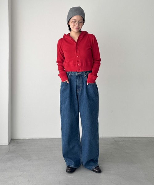 CANAL JEAN(キャナルジーン)の「FAITH MILLS CORP サーマルパーカーカーディガン(カーディガン/ボレロ・レディース・オートミール/レッド・ONE SIZE)」の13枚目の写真