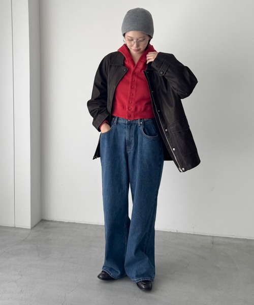 CANAL JEAN(キャナルジーン)の「FAITH MILLS CORP サーマルパーカーカーディガン(カーディガン/ボレロ・レディース・オートミール/レッド・ONE SIZE)」の17枚目の写真