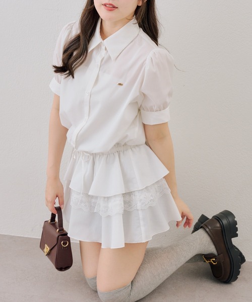 continuer de NICE CLAUP（コンティニューデナイスクラップ）の「裾ティアードミニワンピース（ワンピース・レディース・ブラック/ドット/ストライプ/オフホワイト・FREE）」の2枚目の写真