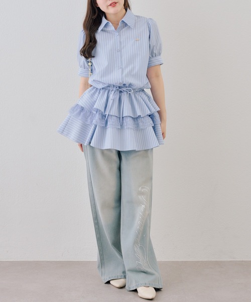 continuer de NICE CLAUP（コンティニューデナイスクラップ）の「裾ティアードミニワンピース（ワンピース・レディース・ブラック/ドット/ストライプ/オフホワイト・FREE）」の19枚目の写真