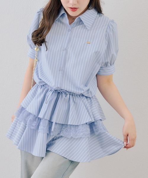 continuer de NICE CLAUP（コンティニューデナイスクラップ）の「裾ティアードミニワンピース（ワンピース・レディース・ブラック/ドット/ストライプ/オフホワイト・FREE）」の18枚目の写真