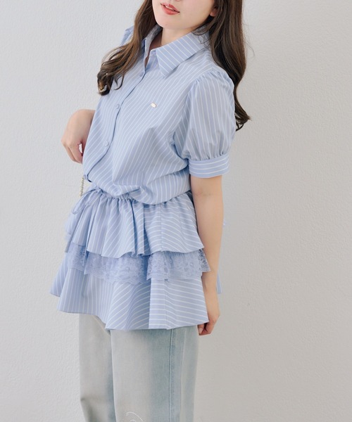 continuer de NICE CLAUP（コンティニューデナイスクラップ）の「裾ティアードミニワンピース（ワンピース・レディース・ブラック/ドット/ストライプ/オフホワイト・FREE）」の20枚目の写真