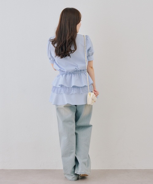 continuer de NICE CLAUP（コンティニューデナイスクラップ）の「裾ティアードミニワンピース（ワンピース・レディース・ブラック/ドット/ストライプ/オフホワイト・FREE）」の22枚目の写真
