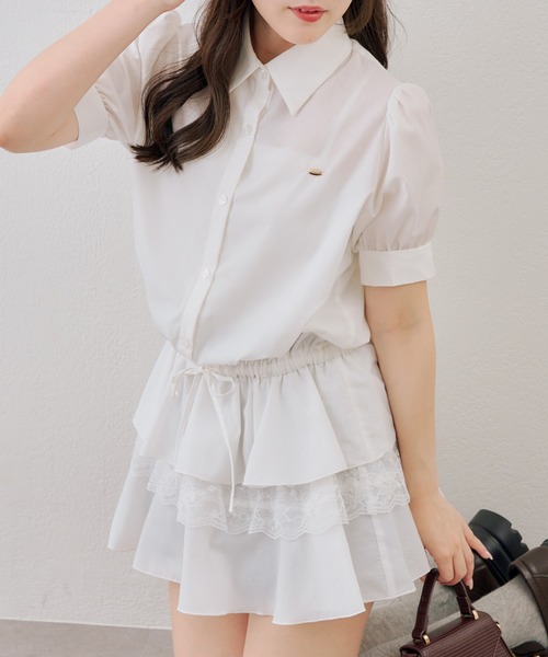continuer de NICE CLAUP（コンティニューデナイスクラップ）の「裾ティアードミニワンピース（ワンピース・レディース・ブラック/ドット/ストライプ/オフホワイト・FREE）」の6枚目の写真