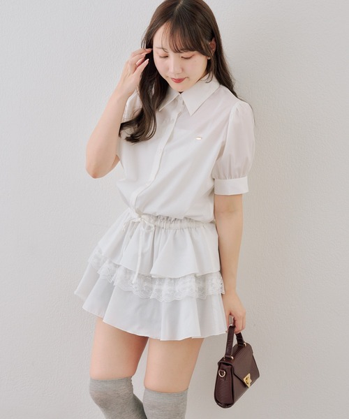 continuer de NICE CLAUP（コンティニューデナイスクラップ）の「裾ティアードミニワンピース（ワンピース・レディース・ブラック/ドット/ストライプ/オフホワイト・FREE）」の7枚目の写真
