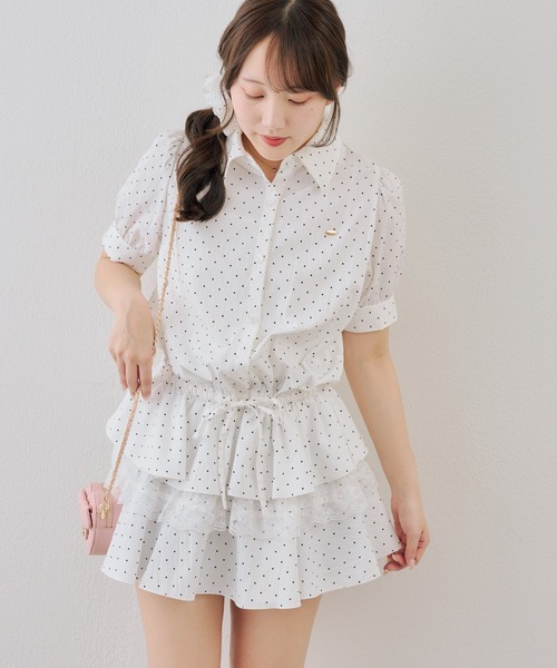 continuer de NICE CLAUP（コンティニューデナイスクラップ）の「裾ティアードミニワンピース（ワンピース・レディース・ブラック/ドット/ストライプ/オフホワイト・FREE）」の12枚目の写真