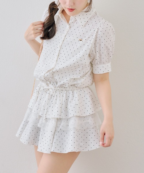 continuer de NICE CLAUP（コンティニューデナイスクラップ）の「裾ティアードミニワンピース（ワンピース・レディース・ブラック/ドット/ストライプ/オフホワイト・FREE）」の15枚目の写真
