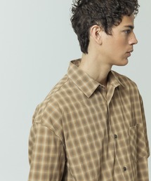【SLICK/スリック】Ombre Check Drawstring Regular Collar Shirt/オンブレチェックドローストリングレギュラーカラーシャツ