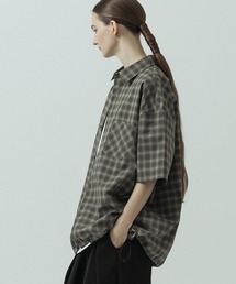 【SLICK/スリック】Ombre Check Drawstring Regular Collar Shirt/オンブレチェックドローストリングレギュラーカラーシャツ