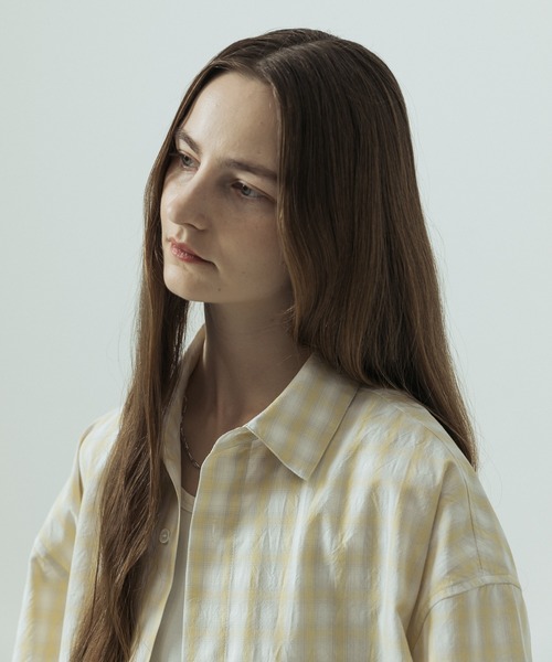 SLICK(スリック)の「【SLICK/スリック】Ombre Check Drawstring Regular Collar Shirt/オンブレチェックドローストリングレギュラーカラーシャツ(シャツ/ブラウス・メンズ・ブラウン/ホワイト/スミクロ・3/2/1)」の4枚目の写真
