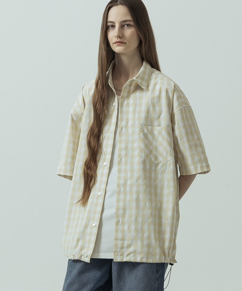 SLICK(スリック)の「【SLICK/スリック】Ombre Check Drawstring Regular Collar Shirt/オンブレチェックドローストリングレギュラーカラーシャツ(シャツ/ブラウス・メンズ・ブラウン/ホワイト/スミクロ・3/2/1)」の7枚目の写真