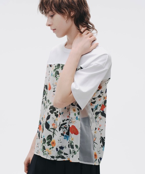 NOISE MAKER(ノイズメーカー)の「ボタニカル切替シアープルオーバー【MADE IN JAPAN】(Tシャツ/カットソー・レディース・ホワイト/ブラック・FREE)」の2枚目の写真