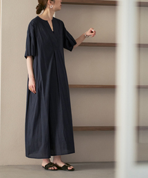 normment（ノーメント）の「【洗える】normment/ノーメント STRIPE JQD SHORT SLEEVE DRESS（ワンピース）」