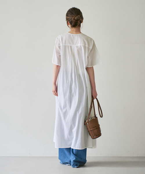 normment（ノーメント）の「【洗える】normment/ノーメント STRIPE JQD SHORT SLEEVE DRESS（ワンピース・レディース・ネイビー/ホワイト・FREE）」の11枚目の写真