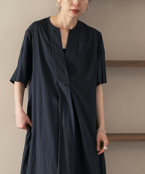 normment（ノーメント）の「【洗える】normment/ノーメント STRIPE JQD SHORT SLEEVE DRESS（ワンピース・レディース・ネイビー/ホワイト・FREE）」の13枚目の写真
