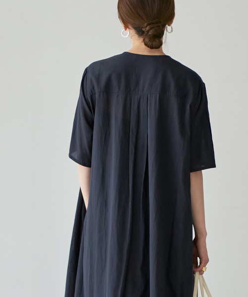 normment（ノーメント）の「【洗える】normment/ノーメント STRIPE JQD SHORT SLEEVE DRESS（ワンピース・レディース・ネイビー/ホワイト・FREE）」の15枚目の写真