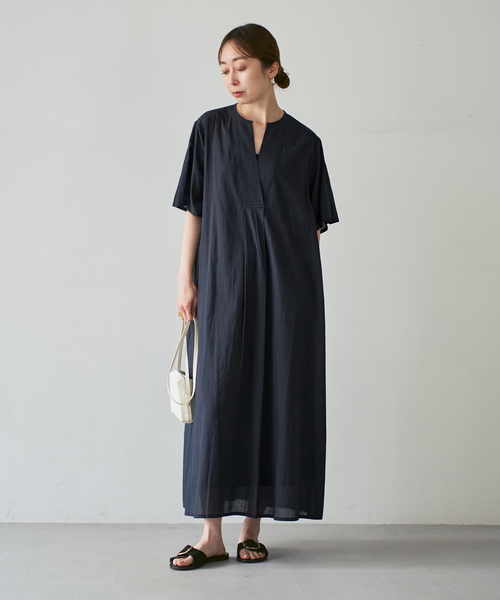 normment（ノーメント）の「【洗える】normment/ノーメント STRIPE JQD SHORT SLEEVE DRESS（ワンピース・レディース・ネイビー/ホワイト・FREE）」の16枚目の写真