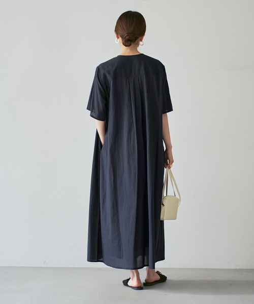 normment（ノーメント）の「【洗える】normment/ノーメント STRIPE JQD SHORT SLEEVE DRESS（ワンピース・レディース・ネイビー/ホワイト・FREE）」の17枚目の写真