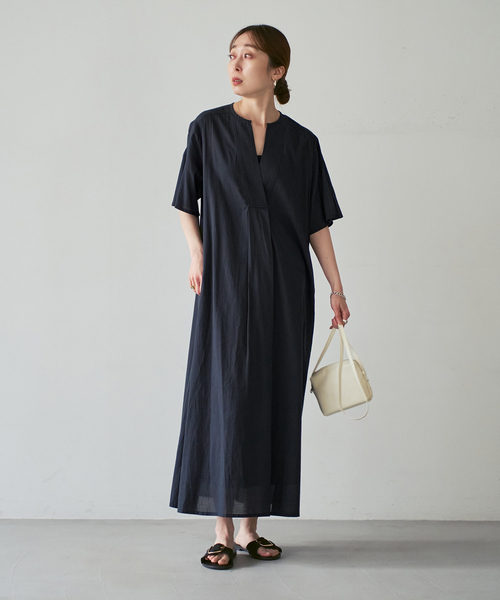 normment（ノーメント）の「【洗える】normment/ノーメント STRIPE JQD SHORT SLEEVE DRESS（ワンピース・レディース・ネイビー/ホワイト・FREE）」の18枚目の写真