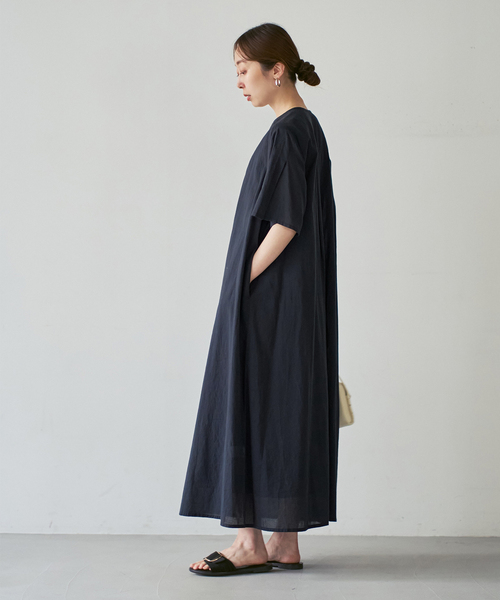 normment（ノーメント）の「【洗える】normment/ノーメント STRIPE JQD SHORT SLEEVE DRESS（ワンピース・レディース・ネイビー/ホワイト・FREE）」の19枚目の写真