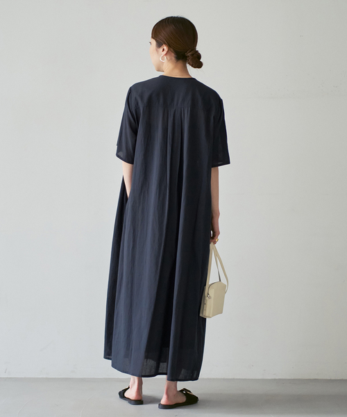 normment（ノーメント）の「【洗える】normment/ノーメント STRIPE JQD SHORT SLEEVE DRESS（ワンピース・レディース・ネイビー/ホワイト・FREE）」の20枚目の写真