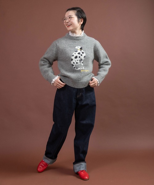 CHILD WOMAN（チャイルドウーマン）の「3GG ダルメシアン インターシャプルオーバー（ニット/セーター・レディース・グレー/ブルー・FREE）」の15枚目の写真