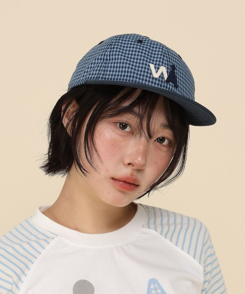 WaiKei(ワイケイ)の「【UNISEX】Wai Kei×ALAND/Aロゴチェックキャップ(キャップ・レディース・ネイビー・FREE)」の1枚目の写真
