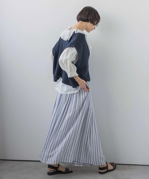 studio CLIP(スタディオクリップ)の「《natural by clip》3ゲージダブルフロントテープヤーンベスト(ベスト・レディース・ネイビー/アイボリー・FREE)」の7枚目の写真
