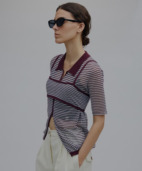 Ameri(アメリ)の「MEDI PUCHI BUSTIER SET KNIT SHIRT(シャツ/ブラウス・レディース・ボルドー/イエロー/ブラック・FREE)」の21枚目の写真