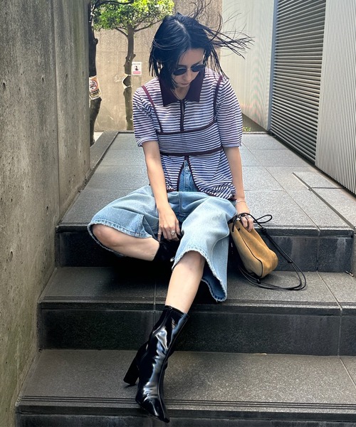 Ameri(アメリ)の「MEDI PUCHI BUSTIER SET KNIT SHIRT(シャツ/ブラウス・レディース・ボルドー/イエロー/ブラック・FREE)」の9枚目の写真