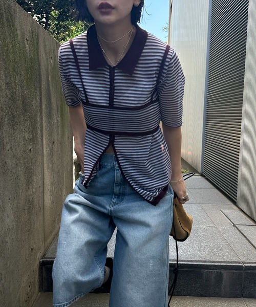 Ameri(アメリ)の「MEDI PUCHI BUSTIER SET KNIT SHIRT(シャツ/ブラウス・レディース・ボルドー/イエロー/ブラック・FREE)」の10枚目の写真
