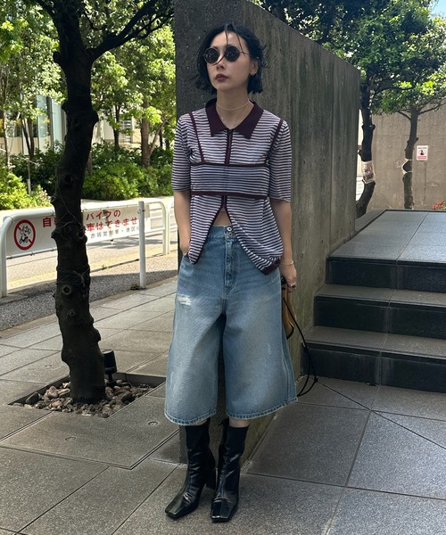 Ameri(アメリ)の「MEDI PUCHI BUSTIER SET KNIT SHIRT(シャツ/ブラウス・レディース・ボルドー/イエロー/ブラック・FREE)」の12枚目の写真