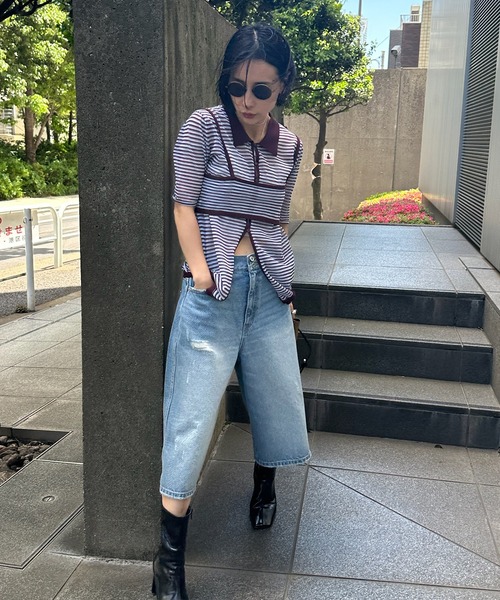 Ameri(アメリ)の「MEDI PUCHI BUSTIER SET KNIT SHIRT(シャツ/ブラウス・レディース・ボルドー/イエロー/ブラック・FREE)」の13枚目の写真