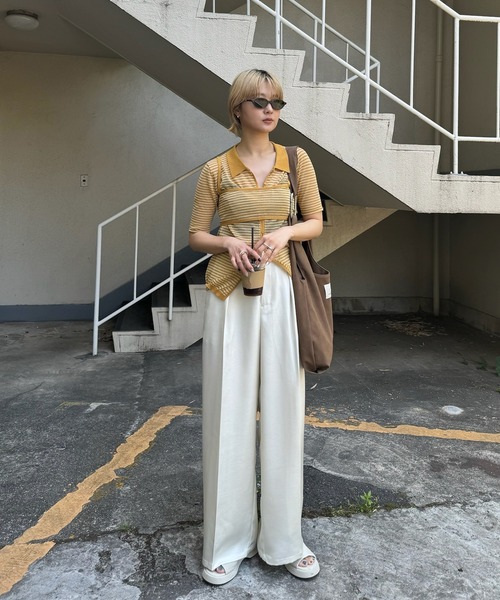 Ameri(アメリ)の「MEDI PUCHI BUSTIER SET KNIT SHIRT(シャツ/ブラウス・レディース・ボルドー/イエロー/ブラック・FREE)」の18枚目の写真