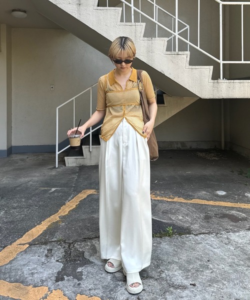 Ameri(アメリ)の「MEDI PUCHI BUSTIER SET KNIT SHIRT(シャツ/ブラウス・レディース・ボルドー/イエロー/ブラック・FREE)」の19枚目の写真