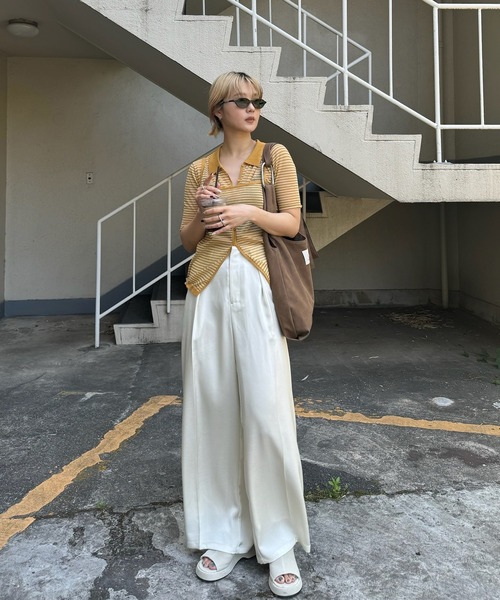 Ameri(アメリ)の「MEDI PUCHI BUSTIER SET KNIT SHIRT(シャツ/ブラウス・レディース・ボルドー/イエロー/ブラック・FREE)」の20枚目の写真