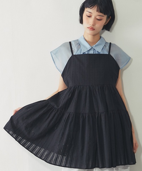ANOTHER S(アナザーエス)の「花 プリントジャガード ティアードチュニックキャミ ワンピ(チュニック・レディース・ホワイト/ホワイト系その他/ブラック/ブラック系その他・FREE)」の4枚目の写真