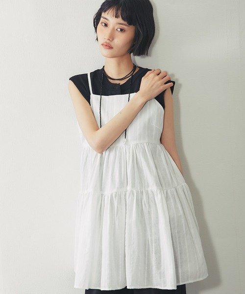 ANOTHER S(アナザーエス)の「花 プリントジャガード ティアードチュニックキャミ ワンピ(チュニック・レディース・ホワイト/ホワイト系その他/ブラック/ブラック系その他・FREE)」の6枚目の写真