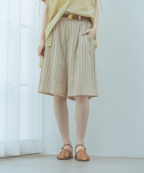 LAKOLE(ラコレ)の「<多機能ウェア>リネンライクタックハーフパンツ /659869(その他パンツ・レディース・テラコッタ/グレイッシュベージュ/アイボリー/チャコール・FREE)」の2枚目の写真