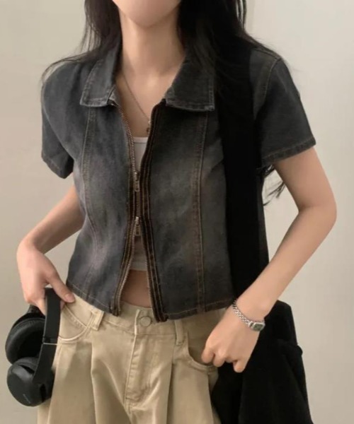 semplice（センプリチェ）の「シャツ【韓国ファッション】（シャツ/ブラウス・レディース・ブラック/ブルー・F）」の15枚目の写真