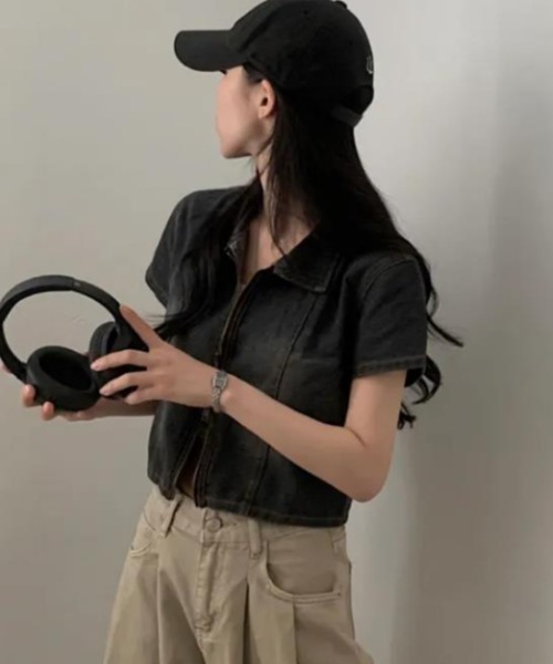 semplice（センプリチェ）の「シャツ【韓国ファッション】（シャツ/ブラウス・レディース・ブラック/ブルー・F）」の11枚目の写真